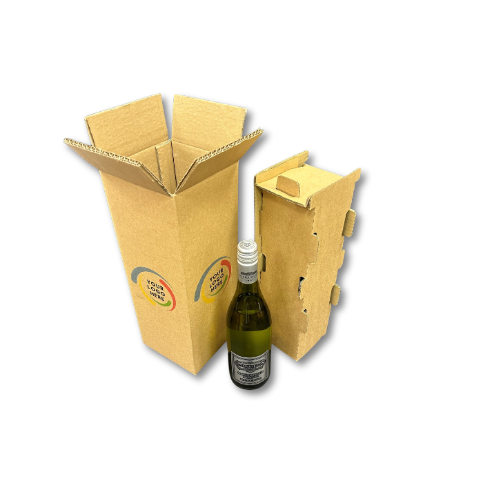 Custom Printed Wine Bottle Shipping Boxes - Brown